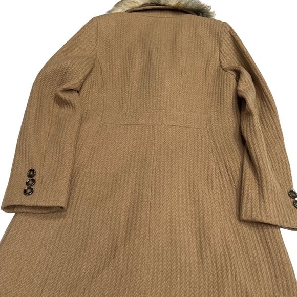 Liz Claiborne Womens Coat Wool Blend Faux Fur Detach Collar Cable Pattern‎ Sz M - Picture 5 of 14